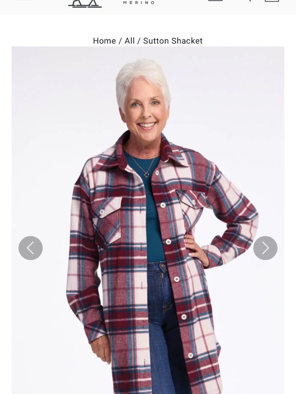 Woolx Sutton Long Shacket Frozen Cranberry Plaid size Small NIB - Picture 6 of 6